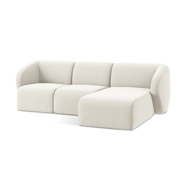 Smėlio spalvos kampinė sofa iš velveto (su dešiniuoju kampu/su gultu) Lani – Makamii-image-4