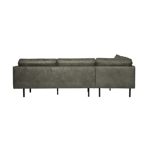 Žalios spalvos iš dirbtinės odos kampinė sofa (su kairiuoju kampu/„L“ formos) Rodeo – WOOOD-image-3
