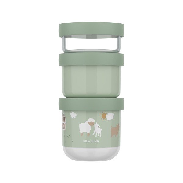 Šviesiai žalios spalvos iš plastiko vaikiškos pietų dėžutės 3 vnt. Little Farm – Mepal-image-3
