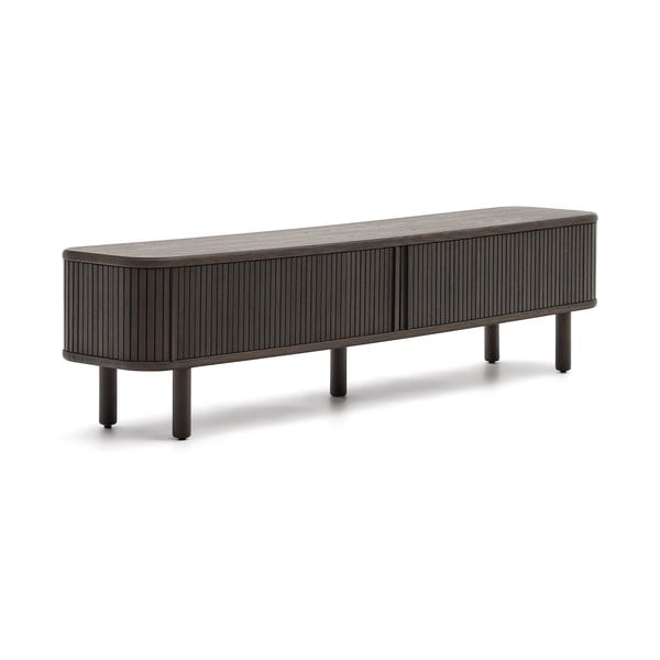 TV spintelė tamsiai rudos spalvos iš uosio 200x50 cm Mailen – Kave Home-image-2