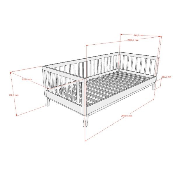 Smėlio spalvos iš pušies masyvo vaikiška lova su lovos grotelėmis 90x200 cm Sezane – Vipack-image-2