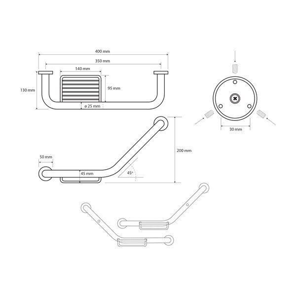 Sieninė iš žalvario rankena 40 cm X-Round – Sapho-image-1