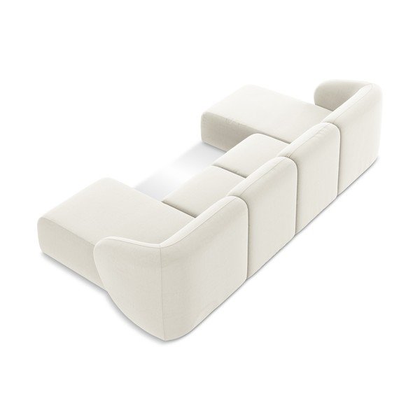 Smėlio spalvos kampinė sofa iš velveto („U“ formos) Lani – Makamii-image-3