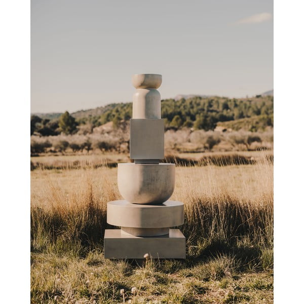 Iš betono apvalios formos sodo šoninis staliukas ø 32 cm Garbet – Kave Home-image-4