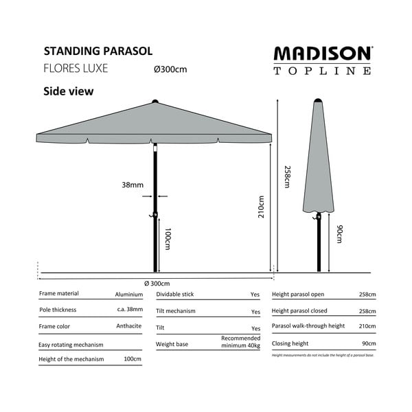 Mėlynas skėtis ø 300 cm Flores - Madison-image-1
