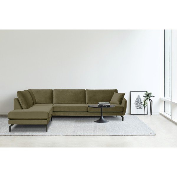 Žalioji kampinė sofa su aksominiu užvalkalu Scandic Magic, kairysis kampas-image-1