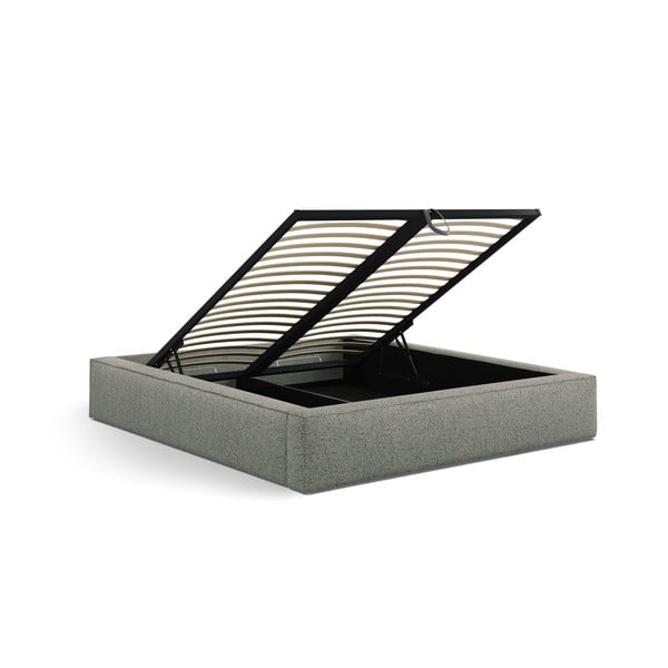 Žalios spalvos dvigulė lova audiniu dengta su sandėliavimo vieta su lovos grotelėmis 180x200 cm Simon Darren – Micadoni -image-4