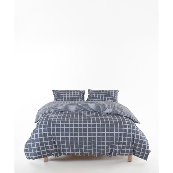 Pilkos spalvos iš ranforce medvilnės dvigulė/itin ilga patalynė 240x220 cm Linear Calm Geometric – Mila Home Luxury