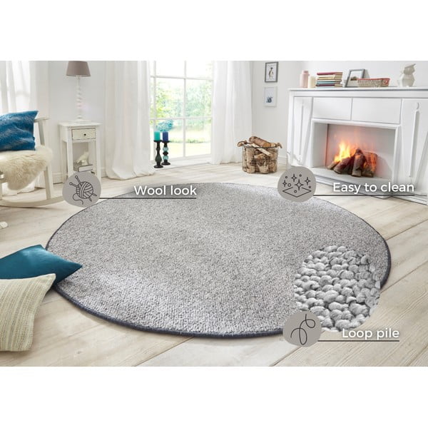 Apvalios formos kilimas pilkos spalvos ø 200 cm Wolly – BT Carpet-image-4