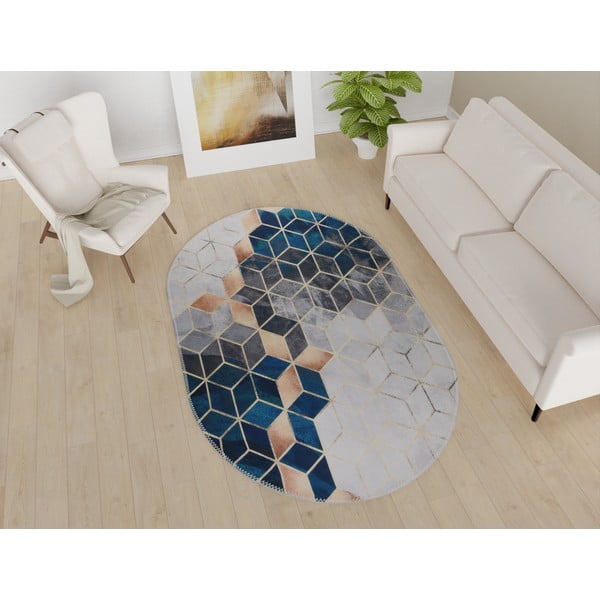Skalbiamas kilimas baltos spalvos/smaragdinės spalvos 60x100 cm – Vitaus-image-1