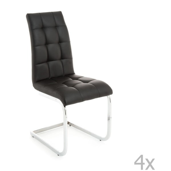 4 juodų valgomojo kėdžių rinkinys su eko odos apmušalais Tomasucci Cozy