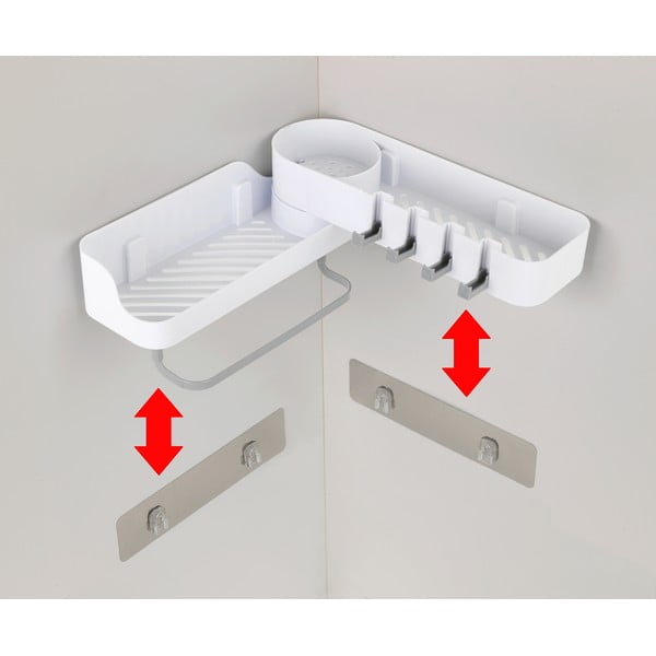 Balta kampinė savaime išsilaikanti vonios kambario lentyna - Maximex-image-4