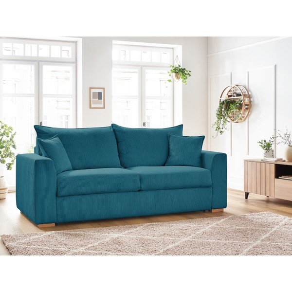 Iš kordinio velveto sulankstoma sofa mėlynos spalvos 225 cm Augustin – Bobochic Paris-image-1