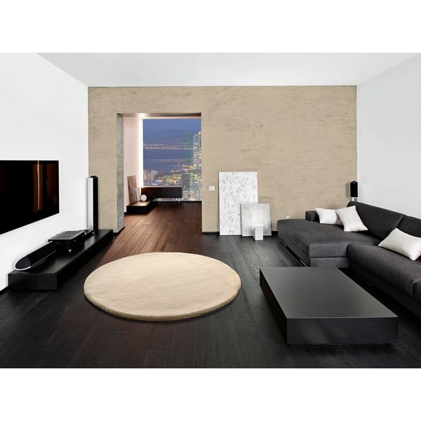 Smėlio spalvos kilimas Universal Fox Liso, Ø 120 cm-image-1