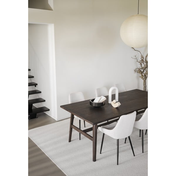 Valgomojo stalas tamsiai rudos spalvos iš ąžuolo 100x220 cm Plainfield – Rowico-image-4