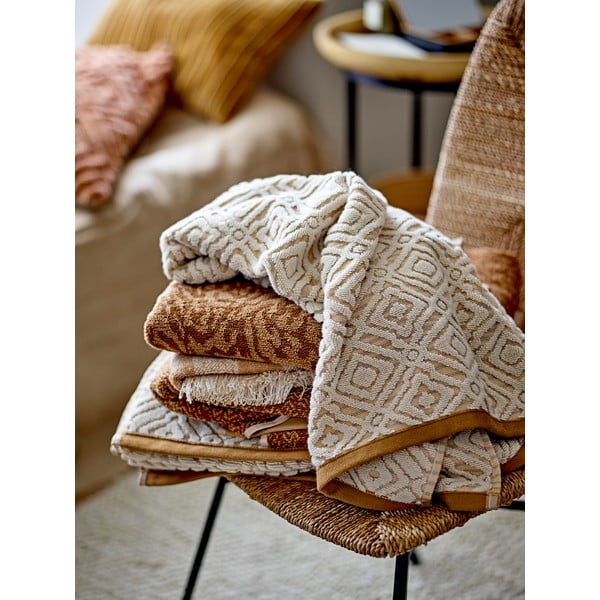 Iš medvilnės rankšluostis garstyčių spalvos/kreminės spalvos 100x50 cm Malou – Bloomingville-image-1