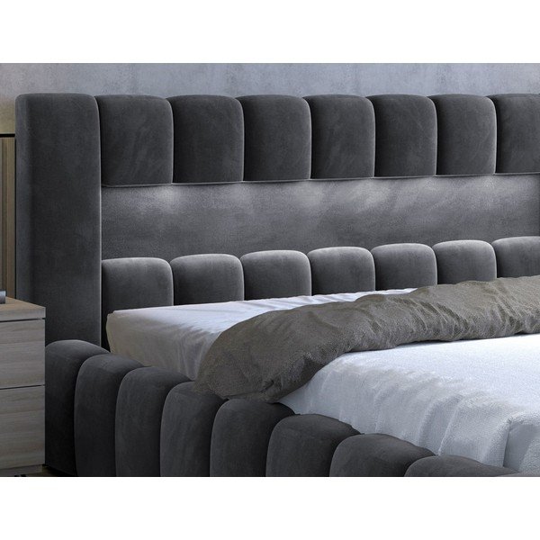 Pilkos spalvos dvigulė lova dengta audiniu su sandėliavimo vieta su lovos grotelėmis 160x200 cm Lamica – ELTAP-image-4