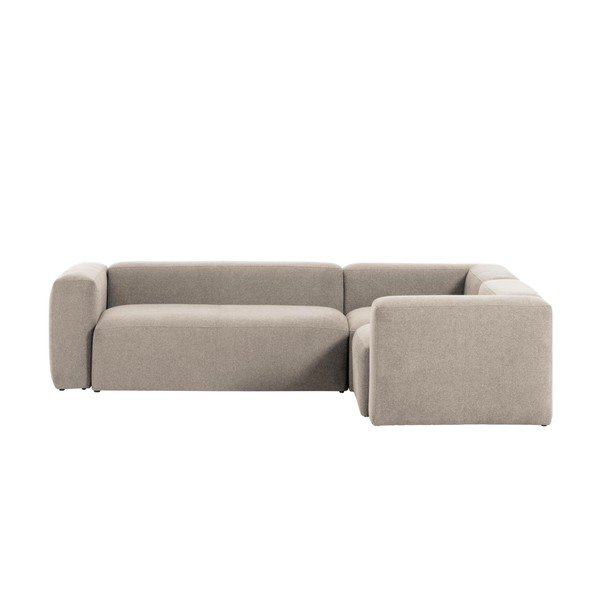 Smėlio spalvos kampinė sofa iš šenilinio audinio Blok – Kave Home-image-2