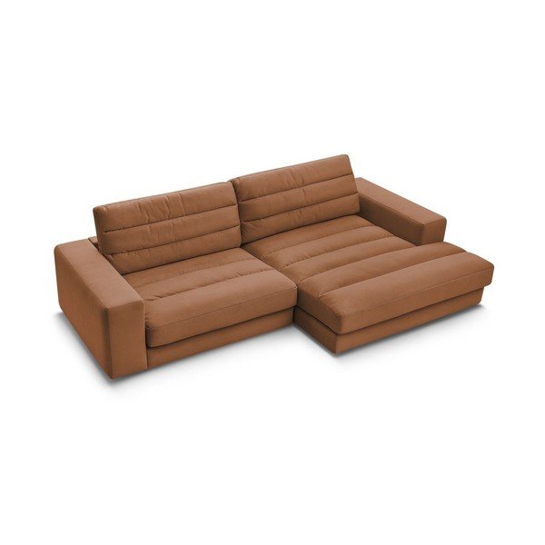 Oranžinės spalvos kampinė sofa iš velveto (su dešiniuoju kampu/su gultu) Sierra – Bobochic Paris-image-3