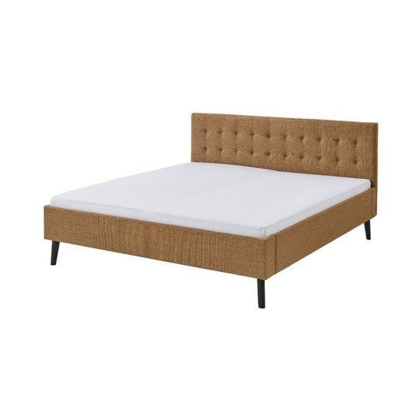 Rudos spalvos dvigulė lova audiniu dengta be grotelių 180x200 cm Empire – Meise Möbel