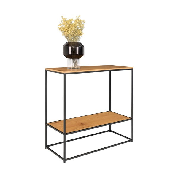 Konsolinis staliukas natūralios spalvos su ąžuolo dekoro stalviršiu 80x36 cm Vita – House Nordic-image-2
