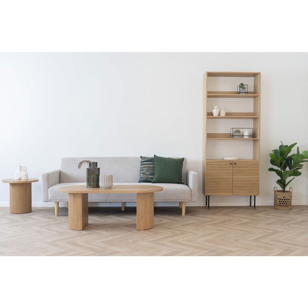 Knygų spinta  natūralios spalvos iš ąžuolo 80x200 cm Kyoto – House Nordic-image-1