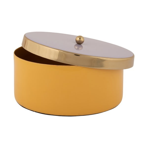 Dekoratyvinė geltonos spalvos iš metalo daiktadėžė ø 16x6 cm Double Funky – PT LIVING-image-3
