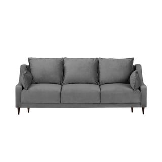 Pilka aksominė sofa-lova su patalynės dėže Mazzini Sofas Freesia, 215 cm