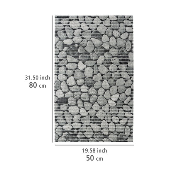 Pilkas plastikinis vonios kambario kilimėlis 50x80 cm Sassi - Wenko-image-3