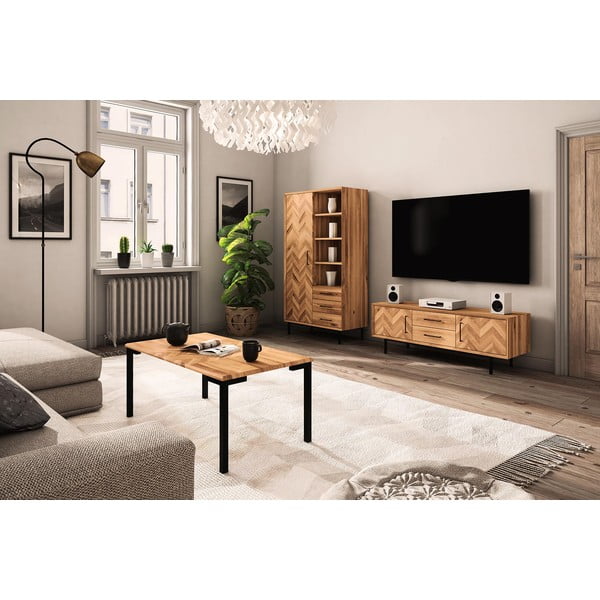 Natūralios spalvos ąžuolinis kavos staliukas 60x80 cm Abies - The Beds-image-1