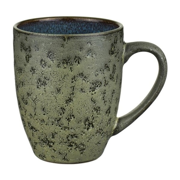 Žalios ir pilkos spalvos keramikos puodelis su tamsiai mėlyna vidine glazūra "Bitz Mensa", 300 ml