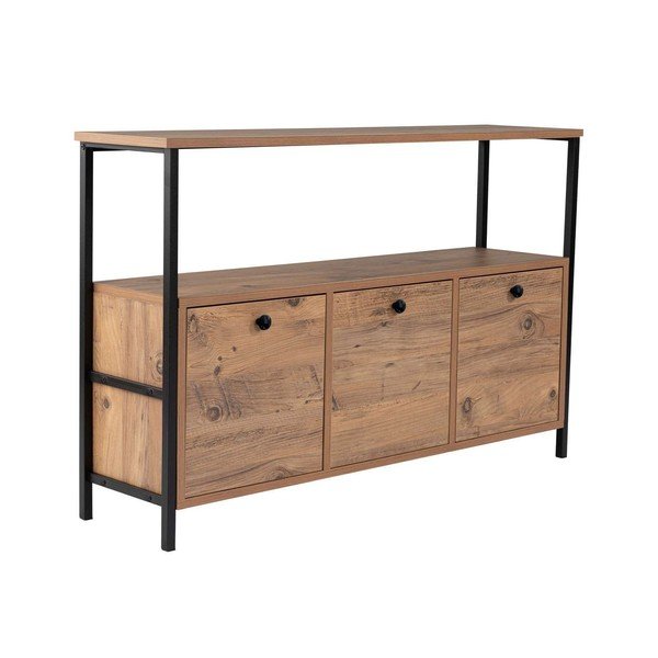 Natūralios spalvos konsolinis staliukas iš pušies 29,5x120 cm Solace – Kalune Design-image-2