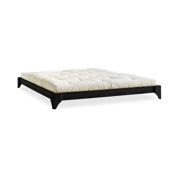 Pušies medienos dvigulė lova su čiužiniu Karup Design Elan Comfort Mat Black/Natural, 180 x 200 cm
