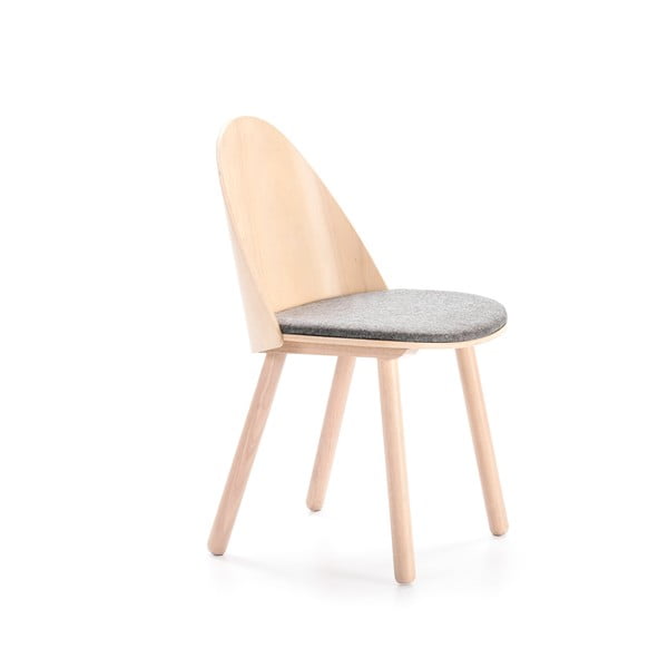 Natūralios medienos spalvos kėdė su pilka sėdyne Teulat Uma