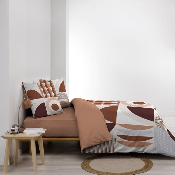 Terakotos spalvos iš medvilnės dvigulė/itin ilga patalynė 240x220 cm Gemma – douceur d'intérieur-image-1