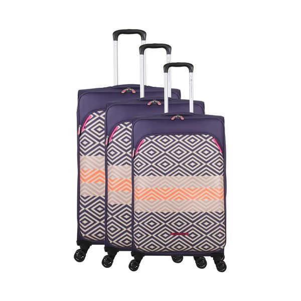 3 violetinės spalvos bagažo ant 4 ratukų rinkinys Lulucastagnette Peruana