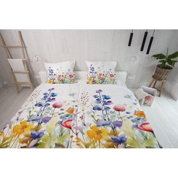 Iš satino medvilnės viengulė patalynė 140x200 cm Watercolour Flowers – Butter Kings-image-1