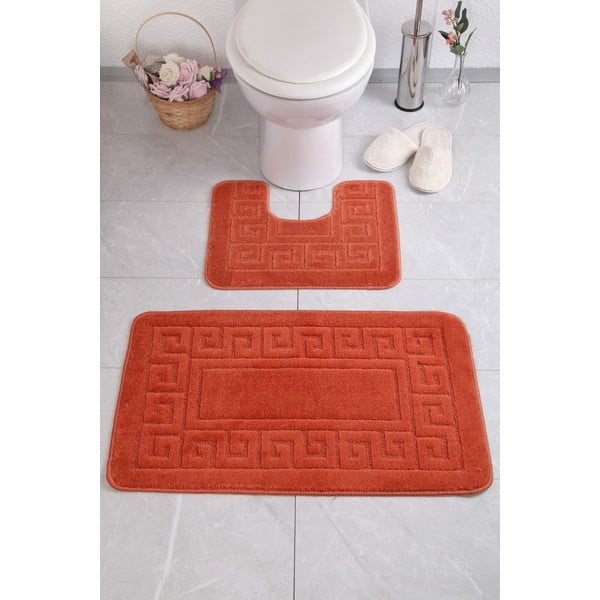 Oranžiniai tualetiniai vonios kilimėliai, 2 vnt. Ethnic - Foutastic
