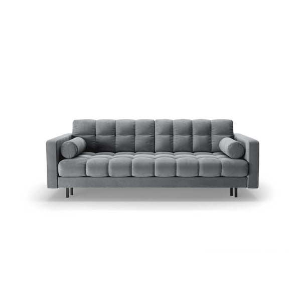 Šviesiai pilkos spalvos iš velveto sulankstoma/su sandėliavimo vieta sofa 222 cm Bali – Cosmopolitan Design