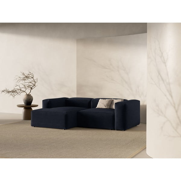 Tamsiai mėlynos spalvos kampinė sofa (su kairiuoju kampu/su gultu) Bergamo – Cosmopolitan Design-image-1