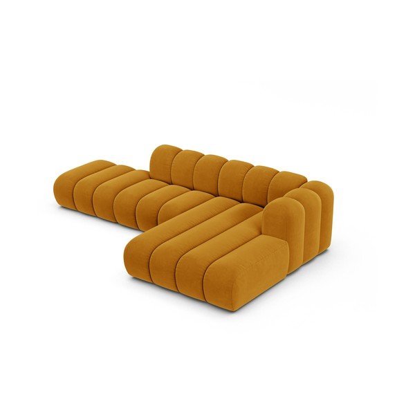 Kampinė sofa geltonos spalvos (su dešiniuoju kampu) Lupine – Micadoni Home-image-2