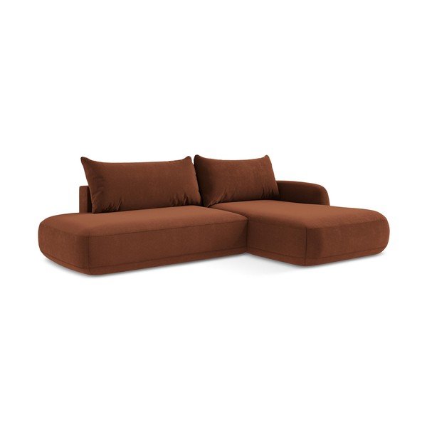 Terakotos spalvos sulankstoma kampinė sofa (su dešiniuoju kampu/su gultu) Hale – Makamii-image-3