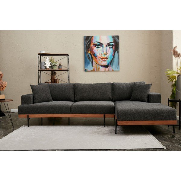 Kampinė sofa antracito spalvos (su dešiniuoju kampu) Liva – Balcab Home-image-4