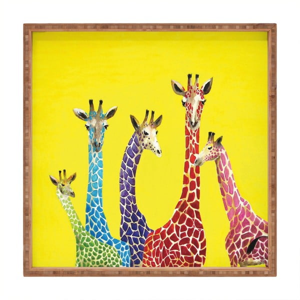 Medinis dekoratyvinis serviravimo padėklas "Žirafos", 40 x 40 cm