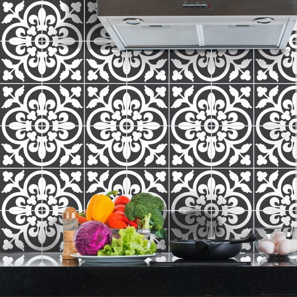 60 sieninių lipdukų rinkinys Ambiance Wall Decals Classic Tiles Shade of Grey, 15 x 15 cm