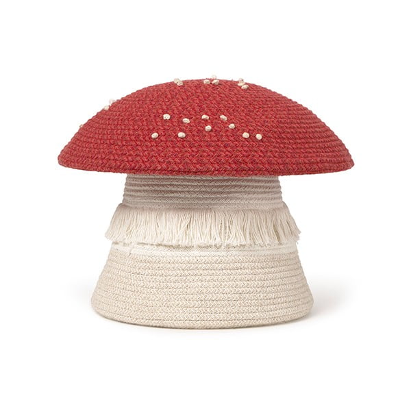 Raudonos spalvos/kreminės spalvos iš tekstilės vaikiškas krepšys ø 38x33 cm Big Mushroom – Lorena Canals