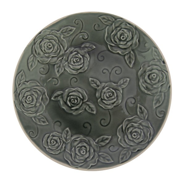 Tamsiai žalia dekoratyvinė lėkštė Antic Line Roses, ⌀ 25,5 cm