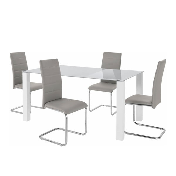 Stalo ir 4 pilkų kėdžių komplektas Støraa Naral
