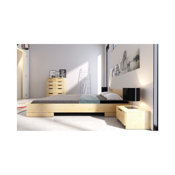 Iš pušies masyvo dvigulė lova natūralios spalvos 160x200 cm Spectrum – Skandica-image-4