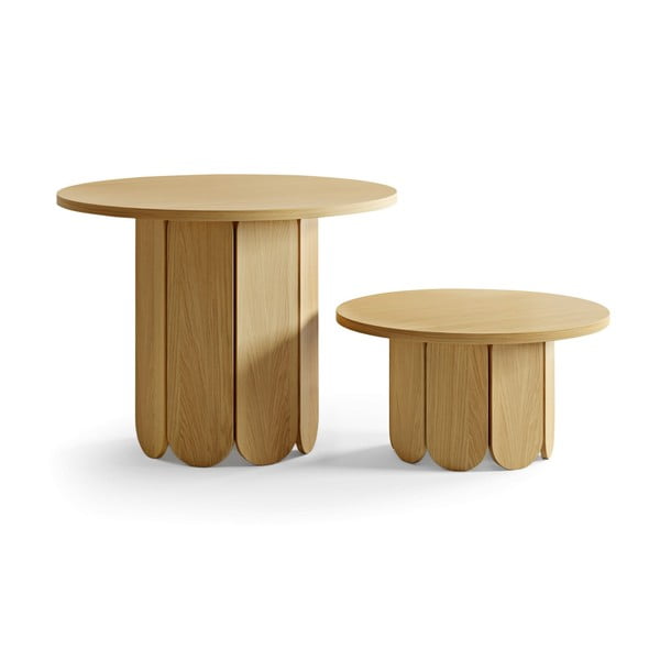 Apvalus natūralios spalvos ąžuolinis staliukas su stalviršiu 78x78 cm Soft - Woodman-image-3